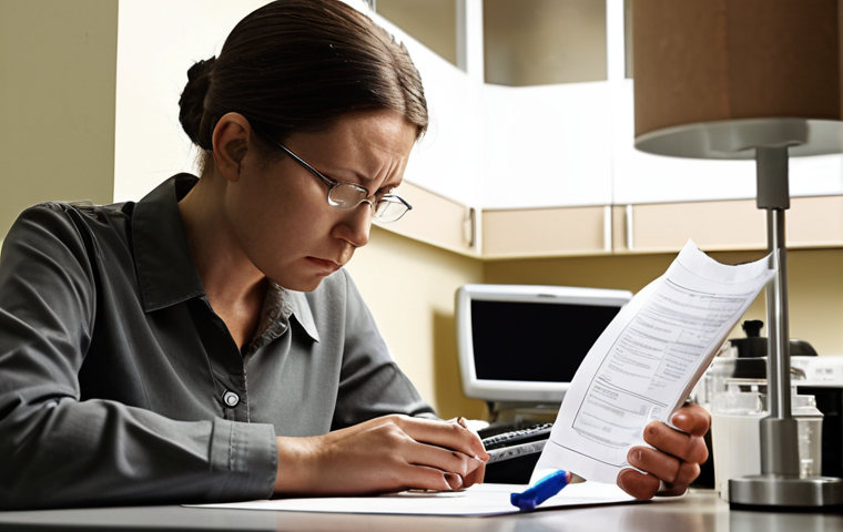 A person (30s-40s) looking intently at a medical lab report in their hand, their expression conveying a mix of contemplation and slight concern. The background subtly hints at a modern, busy lifestyle, perhaps with a half-empty coffee cup or a laptop in the periphery, but not as the central focus. The lighting is soft, reflecting a moment of quiet introspection about health. Realistic photography style, capturing an intimate, candid moment. --ar 16:9 --v