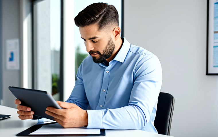 A professional man in a modest business shirt, sitting comfortably at a modern, clean desk, meticulously reviewing digital health reports on a tablet with a thoughtful, calm expression. The background features a blurred, bright medical office setting with subtle, modern decor. The scene is well-lit, emphasizing clarity and organization.
* safe for work, appropriate content, fully clothed, professional, perfect anatomy, correct proportions, natural pose, well-formed hands, proper finger count, natural body proportions, high-quality, professional photography.
