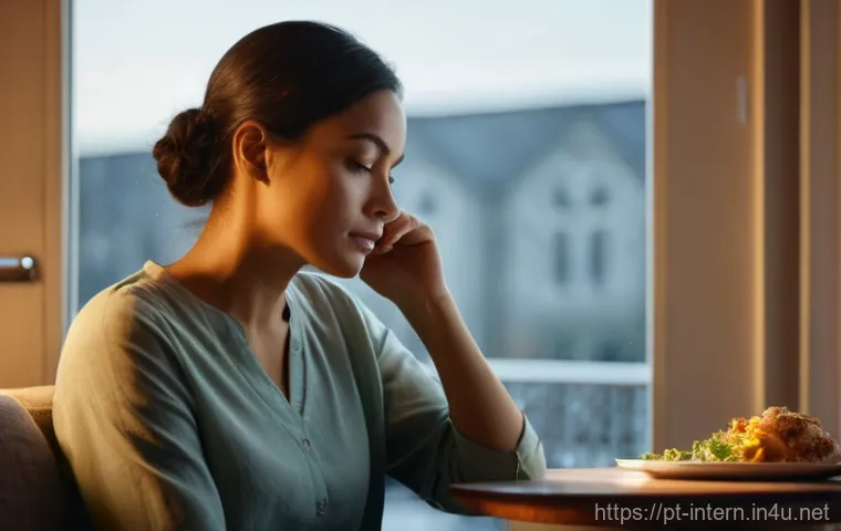 간암 진단 및 치료 과정 - **Prompt 1: Early Signs and Self-Awareness**
"A person (mid-30s, female) sits thoughtfully on a ...