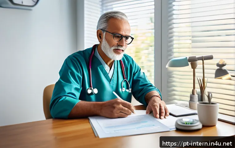 내과 방문 전 준비 - A detailed and realistic illustration of a Portuguese-speaking adult patient sitting at a neat desk,...