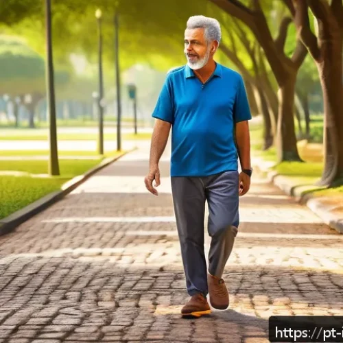 Home 32 당뇨성 신경병증 관리 - A detailed, realistic illustration of a middle-aged Brazilian man wearing comfortable walking shoes ...