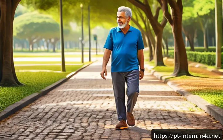당뇨성 신경병증 관리 - A detailed, realistic illustration of a middle-aged Brazilian man wearing comfortable walking shoes ...