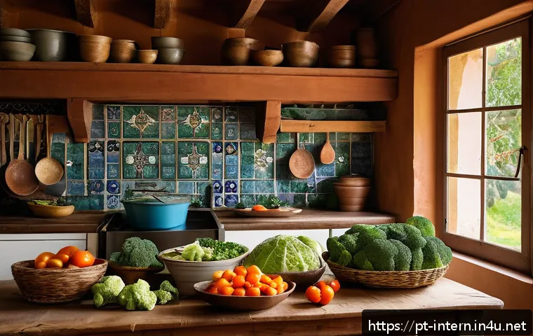 간 건강 회복 방법 - A vibrant and inviting kitchen scene featuring a Portuguese family preparing a healthy lunch with cr...