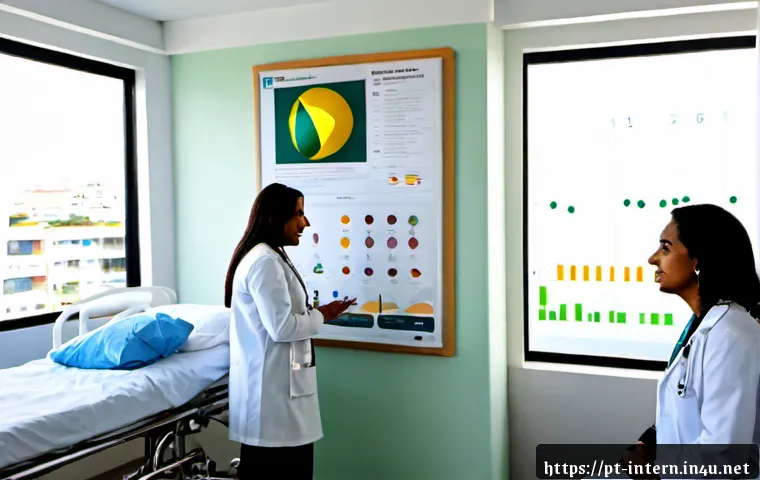 간암 생존율 최신 통계 - Photorealistic Brazilian hospital consultation room, compassionate hepatologist in a white coat spea...