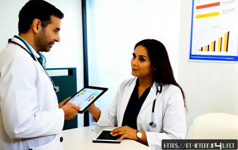 갑상선암 생존율 통계 - Photorealistic consultation in a modern Brazilian oncology clinic, compassionate female doctor in a ...